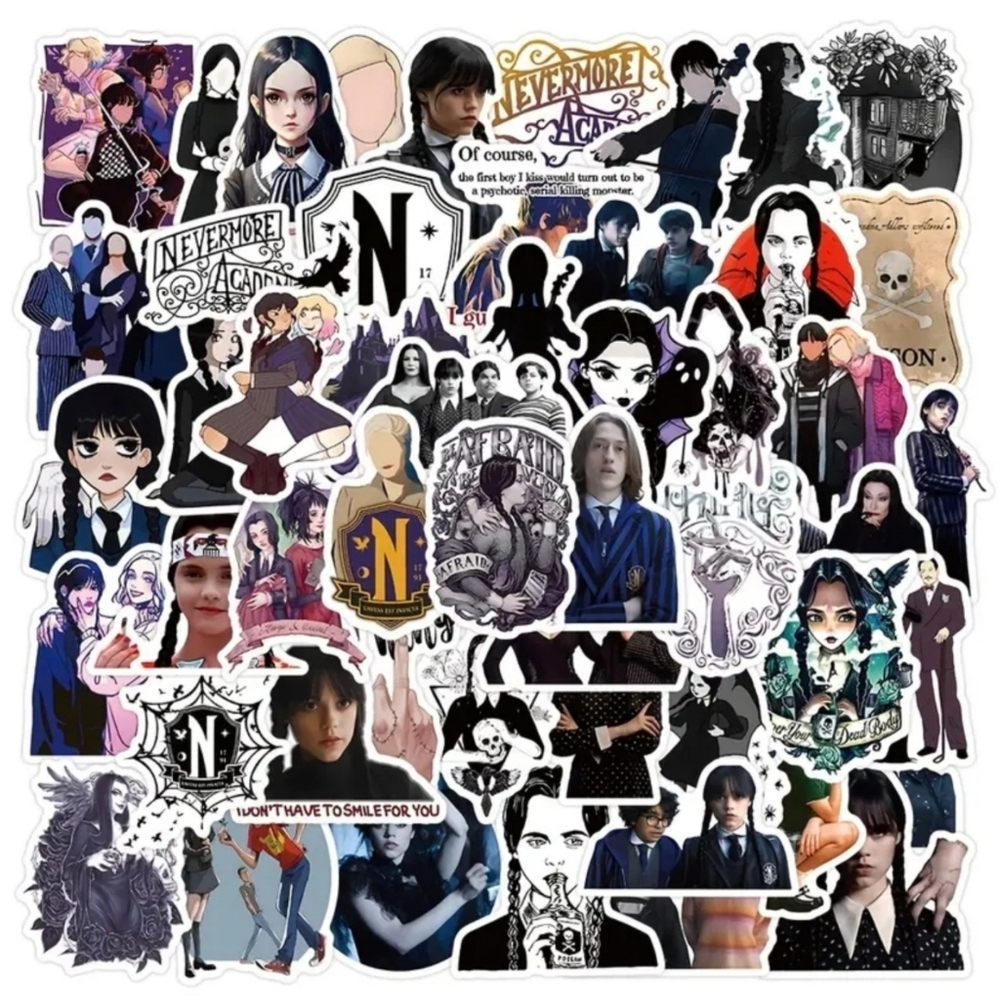 NEW 50pc Wednesday Horror Drama Series Water Proof Stickers - Picture 5 of 5